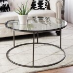 Table basse kolari forme ronde en verre tremp clair 45 x 80 cm noir [en. casa]