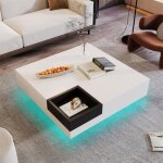 Table basse led - dreammespace - modèle carré - 72x72x30 cm - blanc brillant - boîte de rangement amovible ... Table basse led - dreammespace - modèle carré - 72x72x30 cm - blanc brillant - boîte de rangement amovible ...