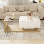 Table basse led moderne en verre table basse bois avec tiroir grand carr�e charge de 30kg105x55x32. 5cm ...