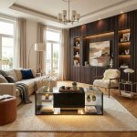 Table basse led noir laqu� - 4 �tag�res verre tremp� + tiroir - design suspendu avec contr�le app / t�l�comman ...