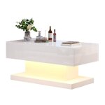 Table basse avec led et plateau relevable hydraulique design contemporain avec rangement haute brillance ...
