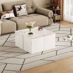 Table basse maisentiel set modulable 4 pi�ces 811 x 811 x 40 cm plateau laqu� blanc haute brillance