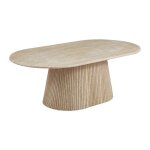 Table basse en marbre artificiel - effet travertin beige - tifuli