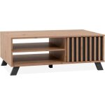Table basse - medan 55a - chne artisan / noir - 1 porte 2 niches - 1105 x 42 x 67 cm
