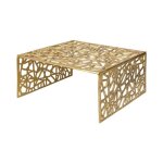 Table basse metrix carr�e 60 cm ? table basse design en aluminium dor� � motifs g�om�triques