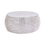 Table basse metrix ronde 73 cm argent�e avec motif g�om�trique ? table basse design en aluminium et plateau ...