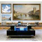 Table basse moderne brillante avec �clairage led et 2 tiroirs 90x55x41 cm ? design �l�gant rangement ...