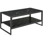 Table basse moderne homcom avec 2 tagres - noir - 106 x 50 x 47 cm