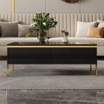 Table basse - moderne - rectangulaire 100x50x36 cm - 2 tiroirs - pieds m�tal