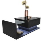 Table basse noire l 100 x p 50 x h 33 / 475 cm led plateau verre hauteur r�glable
