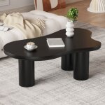 Table basse nuage 107 cm ? noir ? plateau mdf laqu� ? pieds pvc ? patins feltre ? design unique