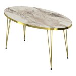 Table basse ovale 43 x 90 x 50 cm marbre blanc or Table basse ovale 43 x 90 x 50 cm marbre blanc or