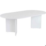 Table basse ovale en agglom�r� coloris blanc l119 cm - iris