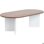 Table basse ovale en agglom�r� coloris noyer / blanc l119 cm - iris