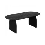Table basse ovale en bois de manguier finition textur�e coloris noir - longueur 120 x profondeur 60 x ...