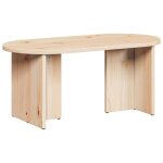 Table basse ovale en bois de pin - vidaxl - naturel - 80x395x35 cm - bois de pin massif - design minimaliste ...