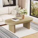 Table basse ovale en bois - rncyn - mid century modern - naturel - 60 cm x 120 cm x 415 cm - mdf et bois ...