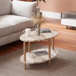 Table basse ovale hjreby 43 x 70 x 44 cm marbre crme [en. casa]