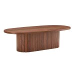 Table basse ovale en m�lamin� bois fonc� - oviala