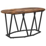 Table basse ovale moderne - vidaxl - ch�ne fum� - 80x40x40. 5 cm - bois ding�nierie et m�tal - style ...