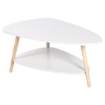 Table basse - ovale - pieds en htre - blanc - 90 * 60 * 40cm