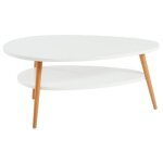 Table basse ovale - superbe - plateau mdf blanc laque mat - bois massif - contemporain - design Table basse ovale - superbe - plateau mdf blanc laque mat - bois massif - contemporain - design