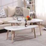 Table basse ovale - quiienclee - keke - bois - blanc - contemporain - design