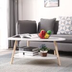 Table basse ovale scandinave she - bois mdf - pieds en hêtre - rangement pratique Table basse ovale scandinave she - bois mdf - pieds en hêtre - rangement pratique