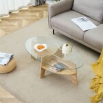 Table basse ovale en verre de s�curit� table de salon moderne pieds en mdf table dappoint pour bureau ...
