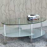 Table basse ovale en verre trempé 3 étages - soulong - blanc - 90 x 45 x 43 cm Table basse ovale en verre trempé 3 étages - soulong - blanc - 90 x 45 x 43 cm