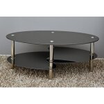 Table basse ovale en verre tremp noir - qian - chic armature mtallique - 90x50x42cm