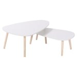 Table basse ovale ygongmyl - lot de 2 tailles diff�rentes - style �l�gant pour salon - blanc mat