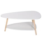 Table basse ovale yifunth - blanc laqu� - style scandinave moderne - 90 * 60 * 40cm