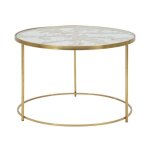 Table basse - papillons - mtal dor - plateau en verre -  60 cm - design contemporain