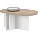 Table basse pivotante - betty - ovale - ch�ne / blanc - 90 / 1304 x 60 x 422 cm
