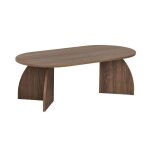 Table basse avec plateau ovale et pieds courb�s - gamme selene - effet noyer - l120 x p60 x h40 cm