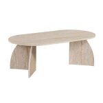 Table basse avec plateau ovale et pieds courb�s - gamme selene - effet travertin - l120 x p60 x h40 cm ...