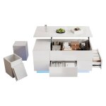 Table basse avec plateau relevable compartiment cach� 100 x 50 x 45 - 59 cm avec led - 2 tiroirs et 2 ...