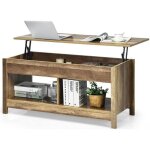Costway table basse avec plateau relevable avec espace de rangement cach� et etag�re inf�rieur 109 x ...