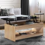 Idmarket table basse plateau relevable rectangulaire soa bois imitation htre plateau noir