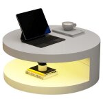 Table basse - plateau sup�rieur pivotant � 360� table de salon avec bande lumineuse led 16 couleursstructure ...