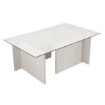 Calicosy - table basse avec plateau en verre l105 cm - noah - ch�ne blanc