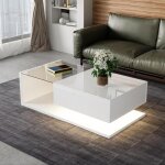 Table basse avec plateau en verre tremp� et �clairage led intelligent multicolore (contr�le app) - 105x55x32. ...