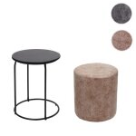 Pouf et table dappoint hwc - k48 certifi mvg mdf mtal similicuir brun