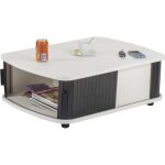 Table basse rectangle 80 cm blanche - noir - l 80 x l 57 x h 28. 2 cm