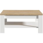 Table basse rectangle bohol ? ch�ne blanc & beige ? double plateau ? l 100 � p 60 � h 457 cm