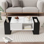 Table basse rectangulaire - dreammespace - 105x60x40. 5cm - noir et blanc - brillant - tiroir et compartiments ... Table basse rectangulaire - dreammespace - 105x60x40. 5cm - noir et blanc - brillant - tiroir et compartiments ...