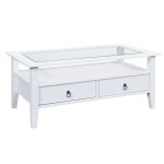 Natur - table basse rectangulaire bois massif vernis blanc Natur - table basse rectangulaire bois massif vernis blanc