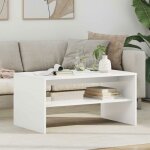 Table basse rectangulaire blanche vidaxl 80 x 50 x 40 cm en bois ding�nierie �tag�res int�gr�es