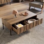 Table basse rectangulaire table dappoint placage noyer mdf style campagnard marron 105�55�41 cm